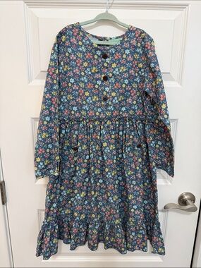 NWT Sage & Lilly Girls' 8 Long-Sleeve Floral Boutique Dress in Blue Corduroy